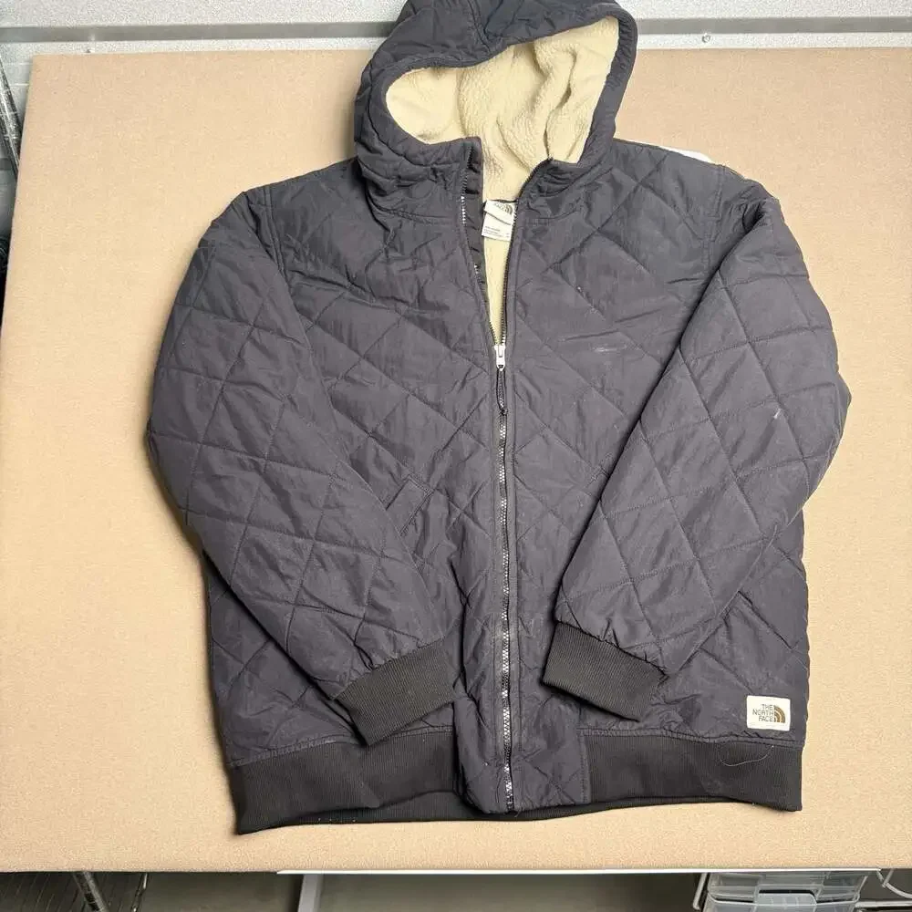 North Face Men's Cuchillo Full Zip Quilted Sherpa Lined Hoodie Jacket XL Black